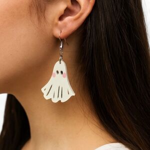 Handcrafted Blushing 3D Ghost Earrings